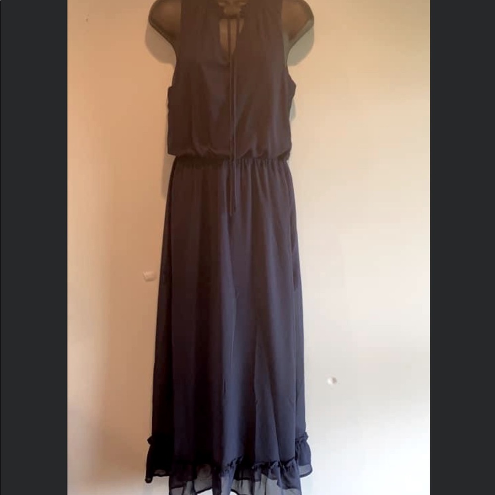 Navy dress with bottom ruffle